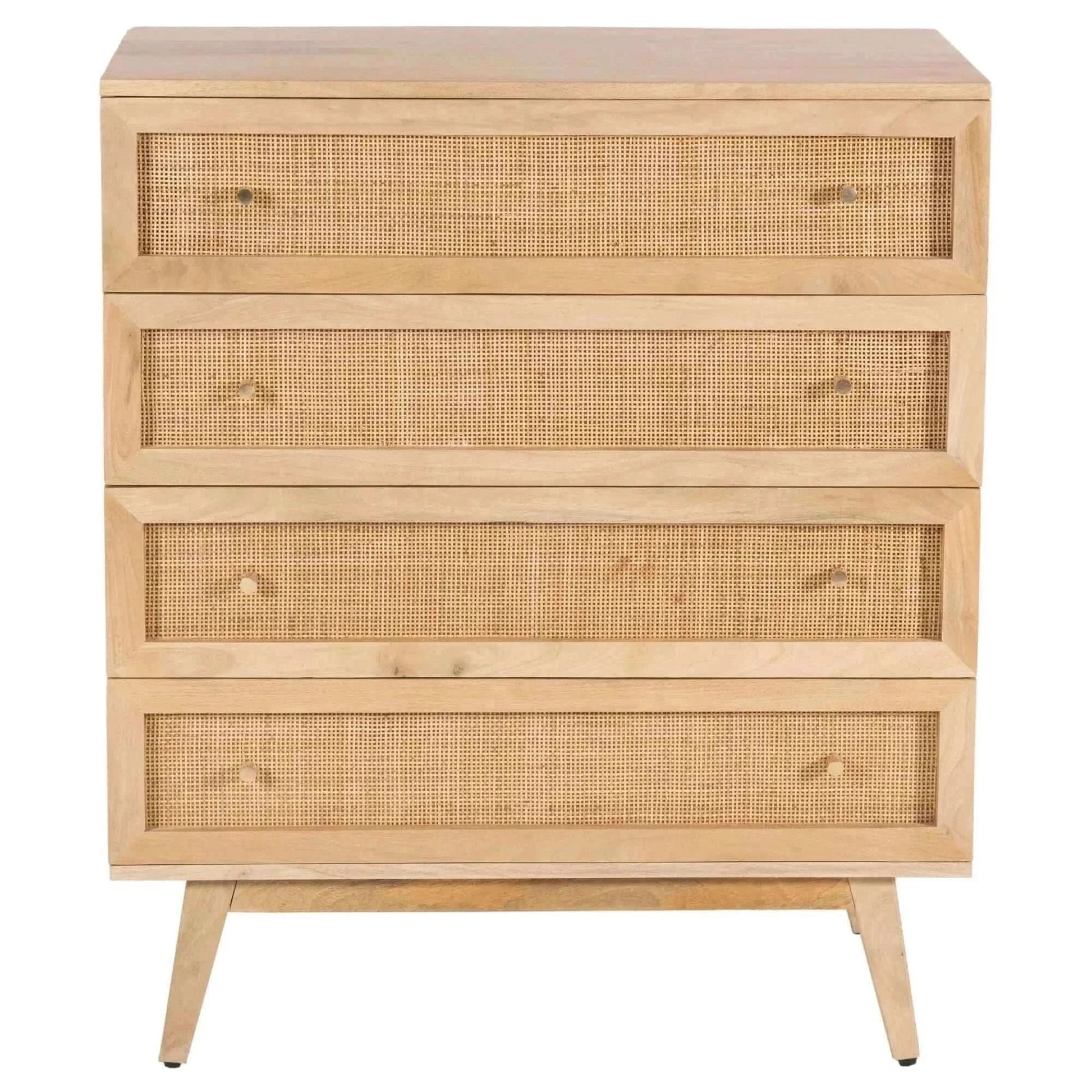 Olearia Storage Cabinet Buffet Chest of 4 Drawer Mango Wood Rattan Nat