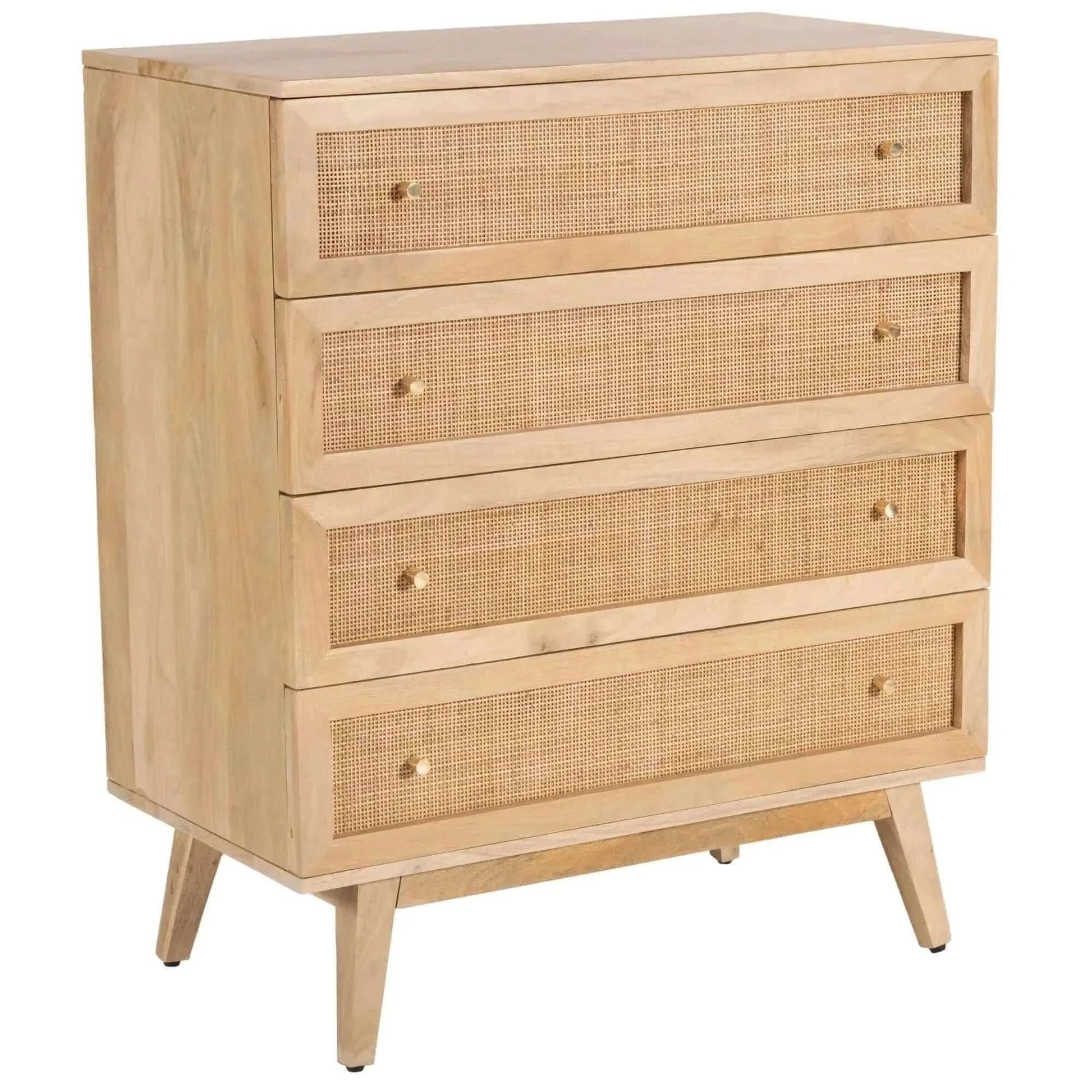 Olearia Storage Cabinet Buffet Chest of 4 Drawer Mango Wood Rattan Nat