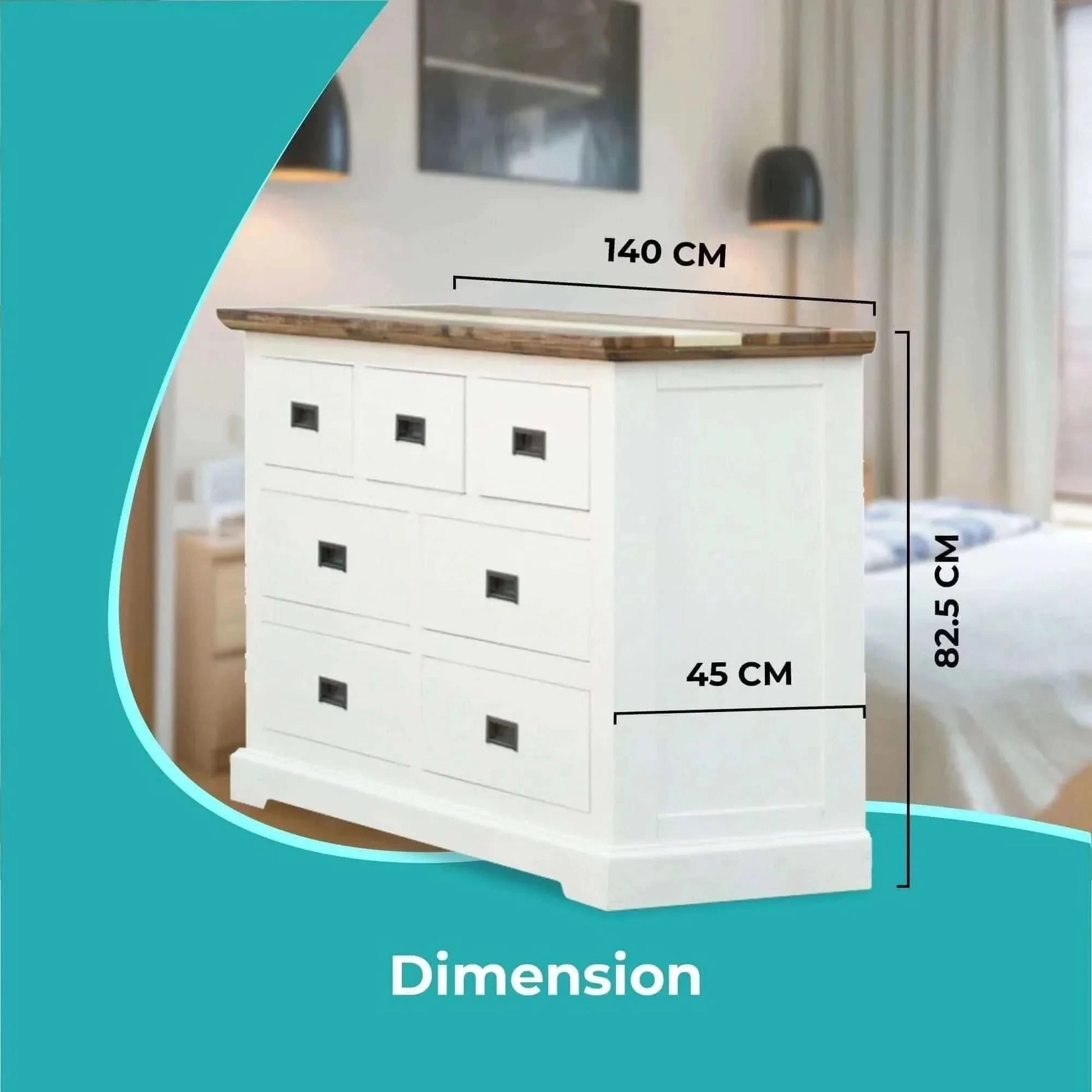 Orville Dresser 7 Chest of Drawers Solid Wood Storage Cabinet - Multi 