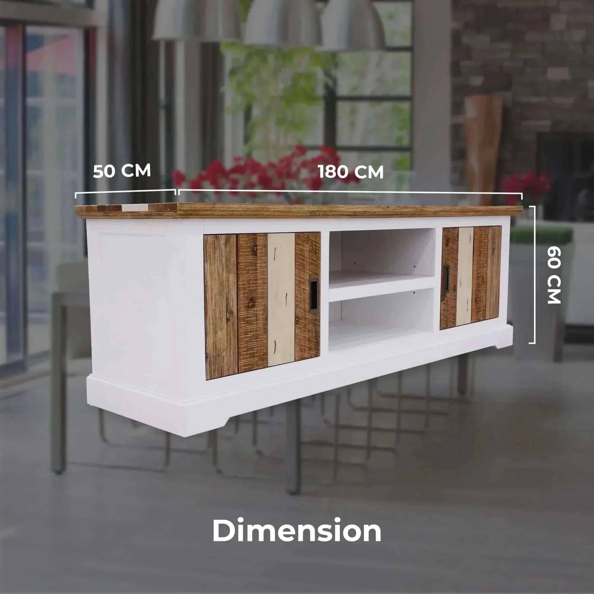 Orville ETU Entertainment TV Unit 180cm 2 Door Solid Acacia Timber - M
