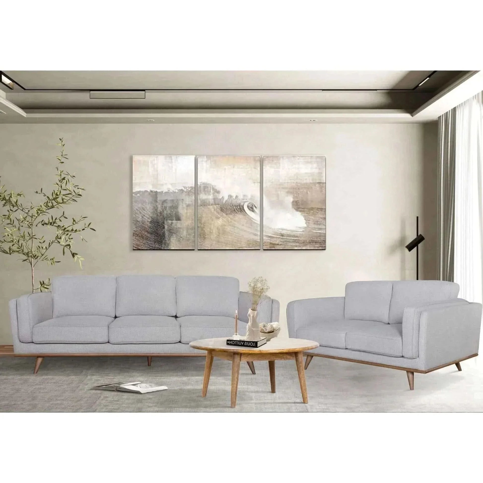 Petalsoft 2 Seater Sofa Fabric Upholstered Lounge Couch - Grey