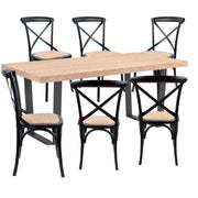 Petunia 7pc 180cm Dining Table Set 6 Cross Back Chair Elm Timber Wood 