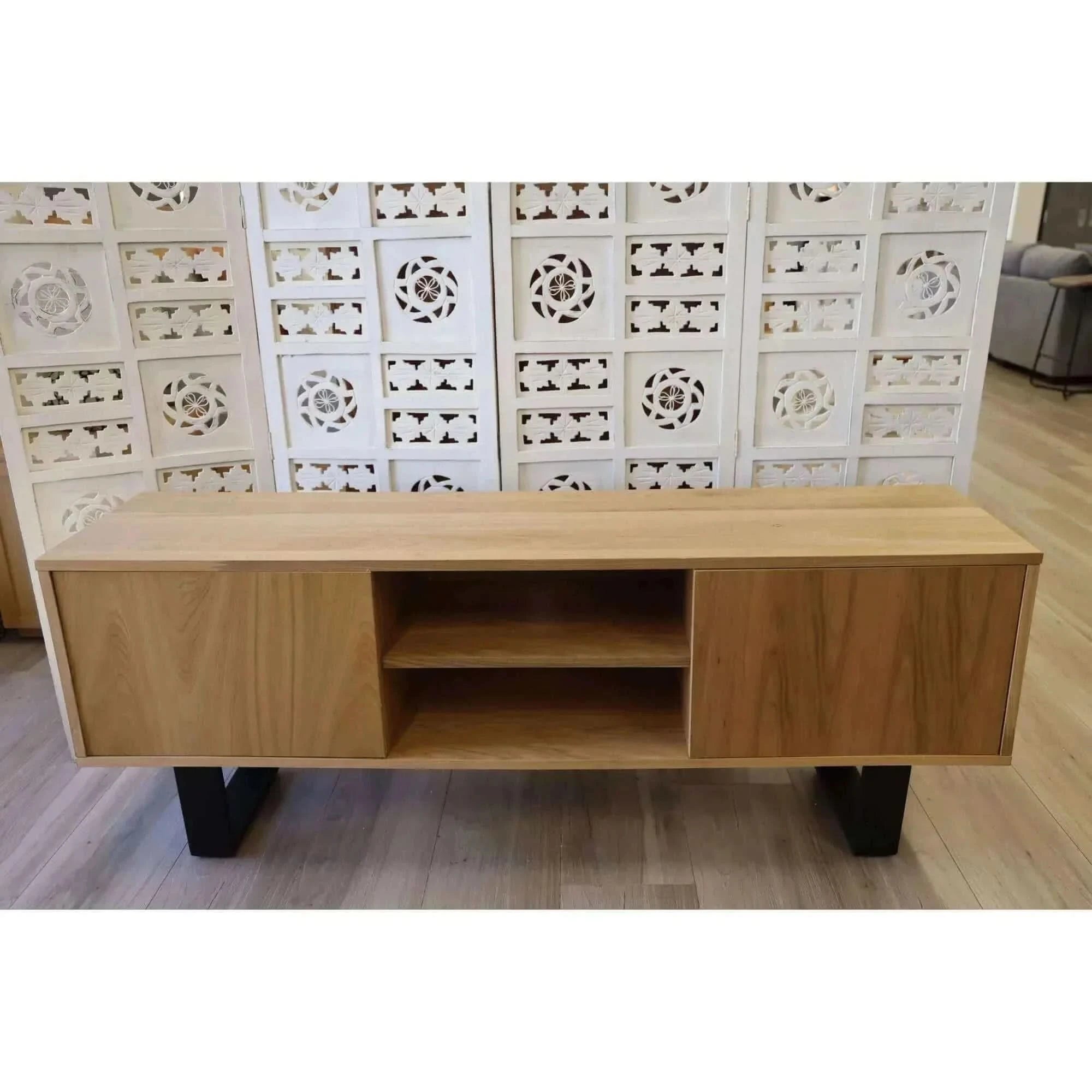 Petunia ETU Entertainment TV Unit 160cm Elm Timber Wood 2 Door - Natur