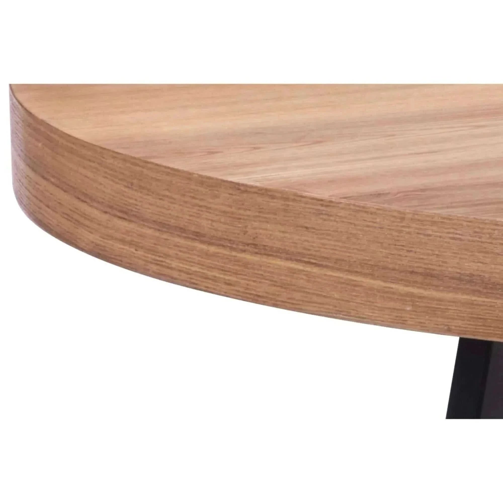 Petunia Round Dining Table 120cm Elm Timber Wood Black Metal Leg - Nat