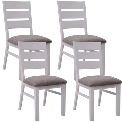 Plumeria Dining Chair Set of 4 Solid Acacia Wood Dining Furniture - Wh