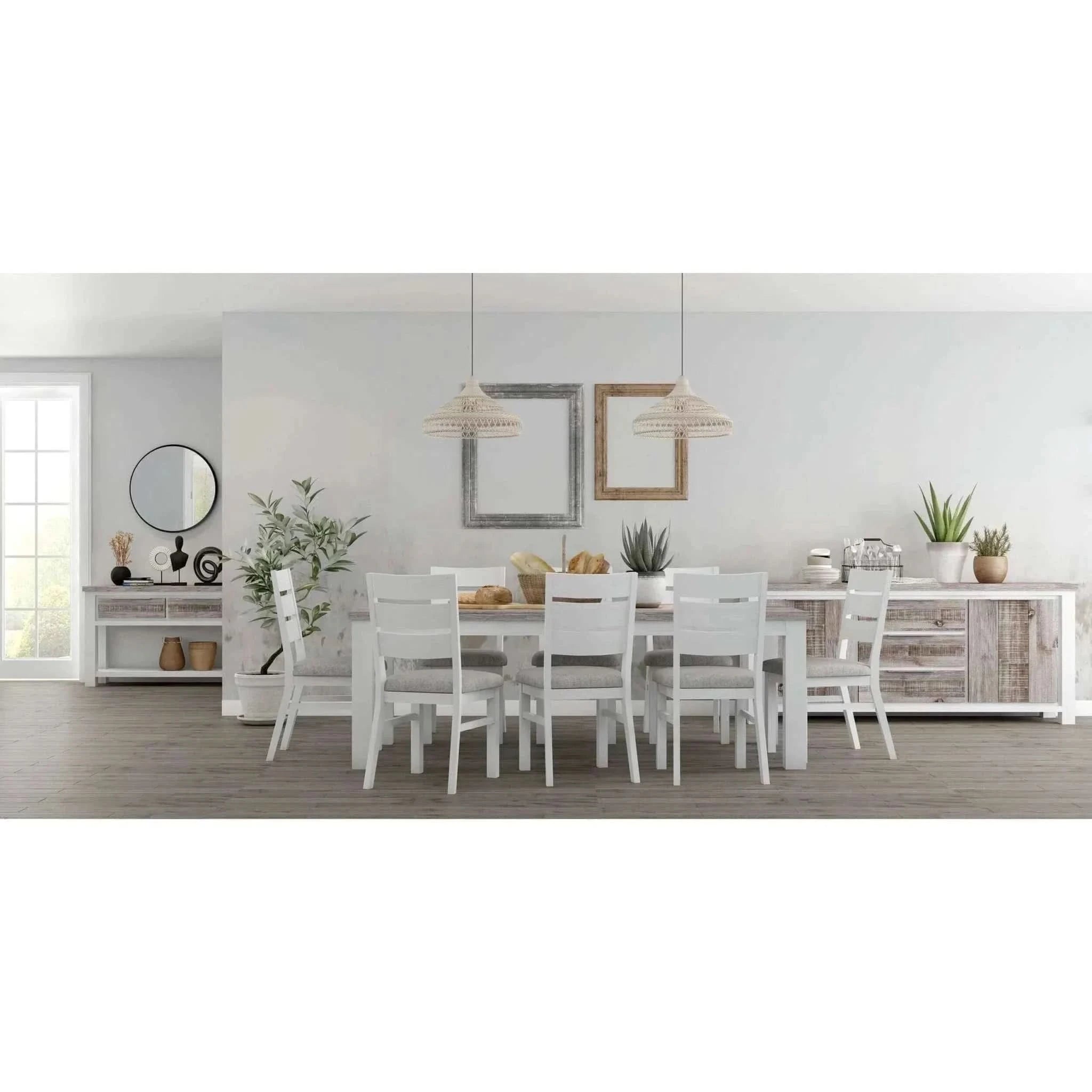 Plumeria Dining Chair Set of 4 Solid Acacia Wood Dining Furniture - Wh