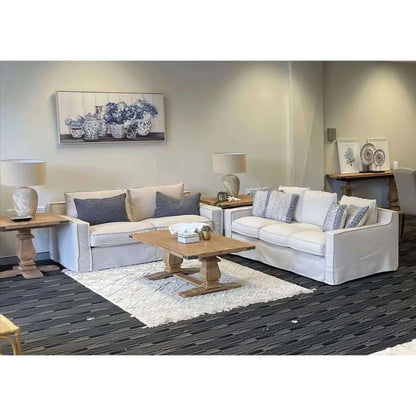 Plushy 2 + 3 Seater Sofa Set Fabric Upholstered Lounge Couch - Stone