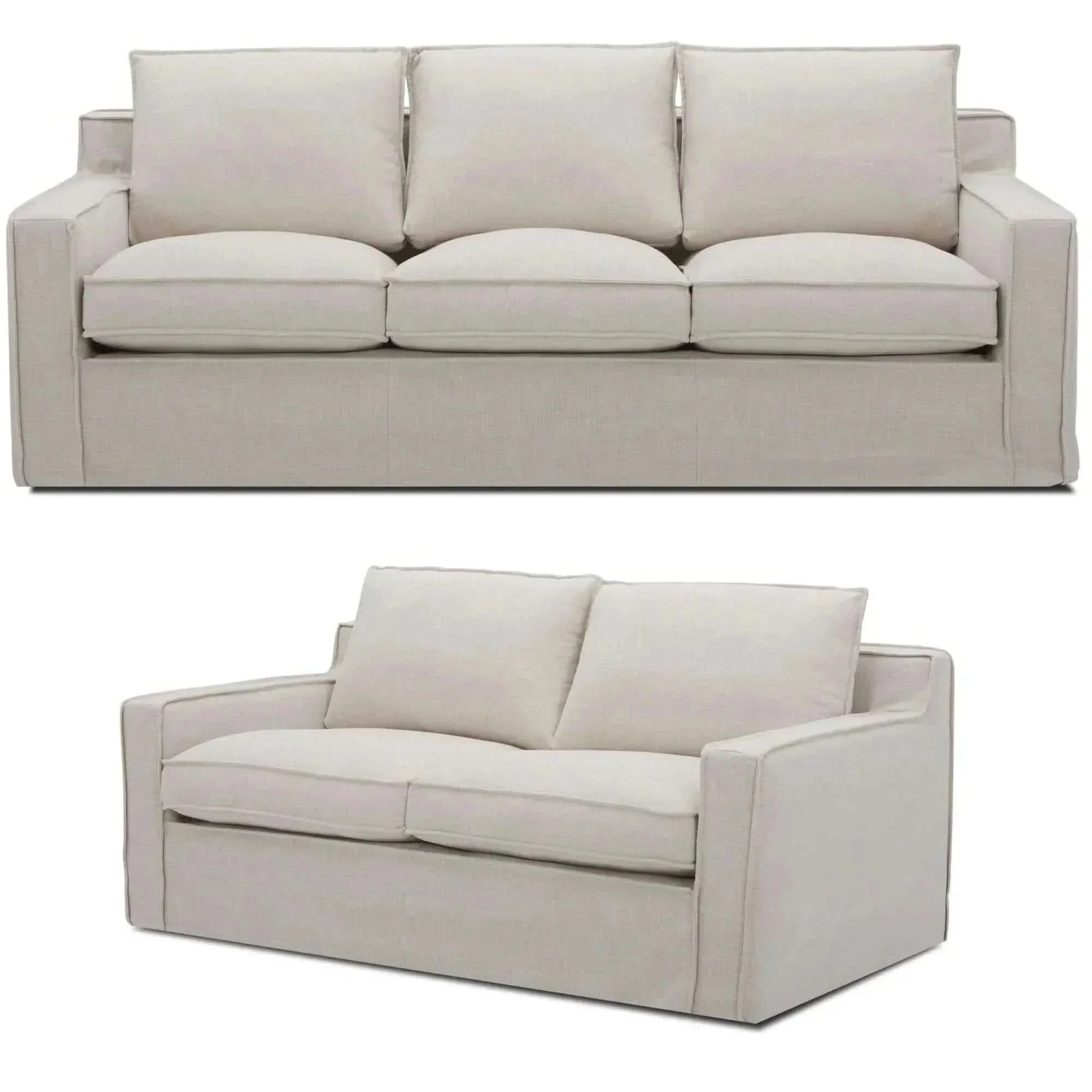 Plushy 2 + 3 Seater Sofa Set Fabric Upholstered Lounge Couch - Stone