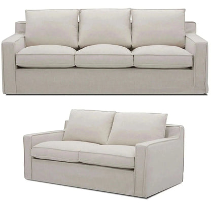 Plushy 2 + 3 Seater Sofa Set Fabric Upholstered Lounge Couch - Stone