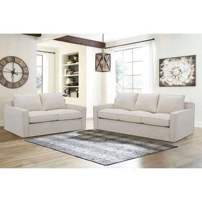 Plushy 2 Seater Sofa Fabric Upholstered Lounge Couch - Stone