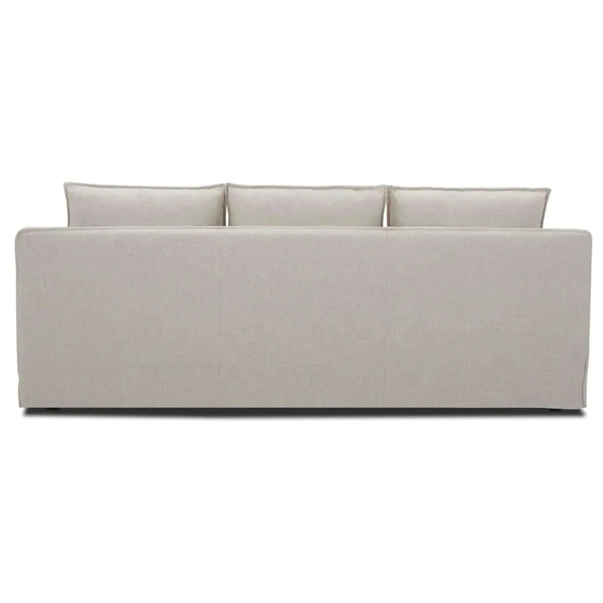 Plushy 3 Seater Sofa Fabric Upholstered Lounge Couch - Stone