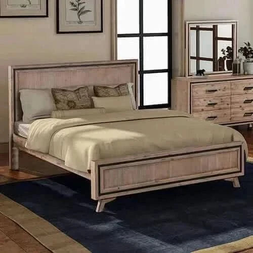 Queen Size Silver Brush Bed Frame in Acacia Wood