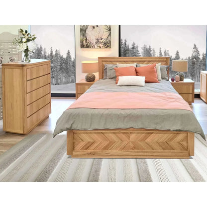 Rosemallow 4pc King Bed Frame Bedroom Suite Timber Bedside Tallboy Pac