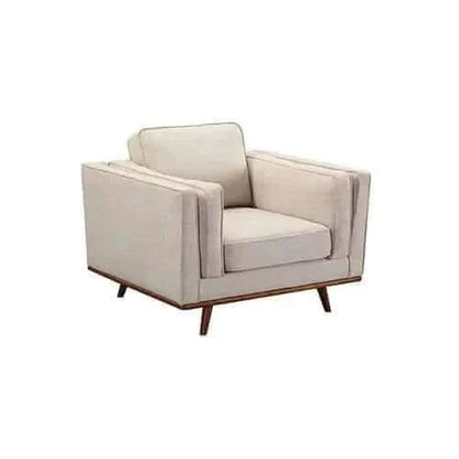 Single Seater Modern Lounge Accent Chair in Beige Fabric