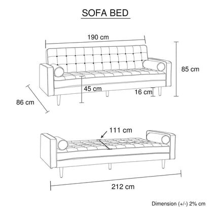 Sofa Bed 3 Seater Button Tufted Lounge Set for Living Room