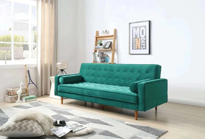 Sofa Bed 3 Seater for Living Room in Velvet Green Colour