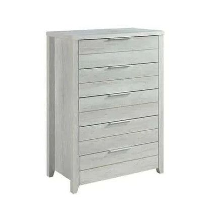 Tallboy with 5 Storage Drawers Natural Wood in White Ash Colour