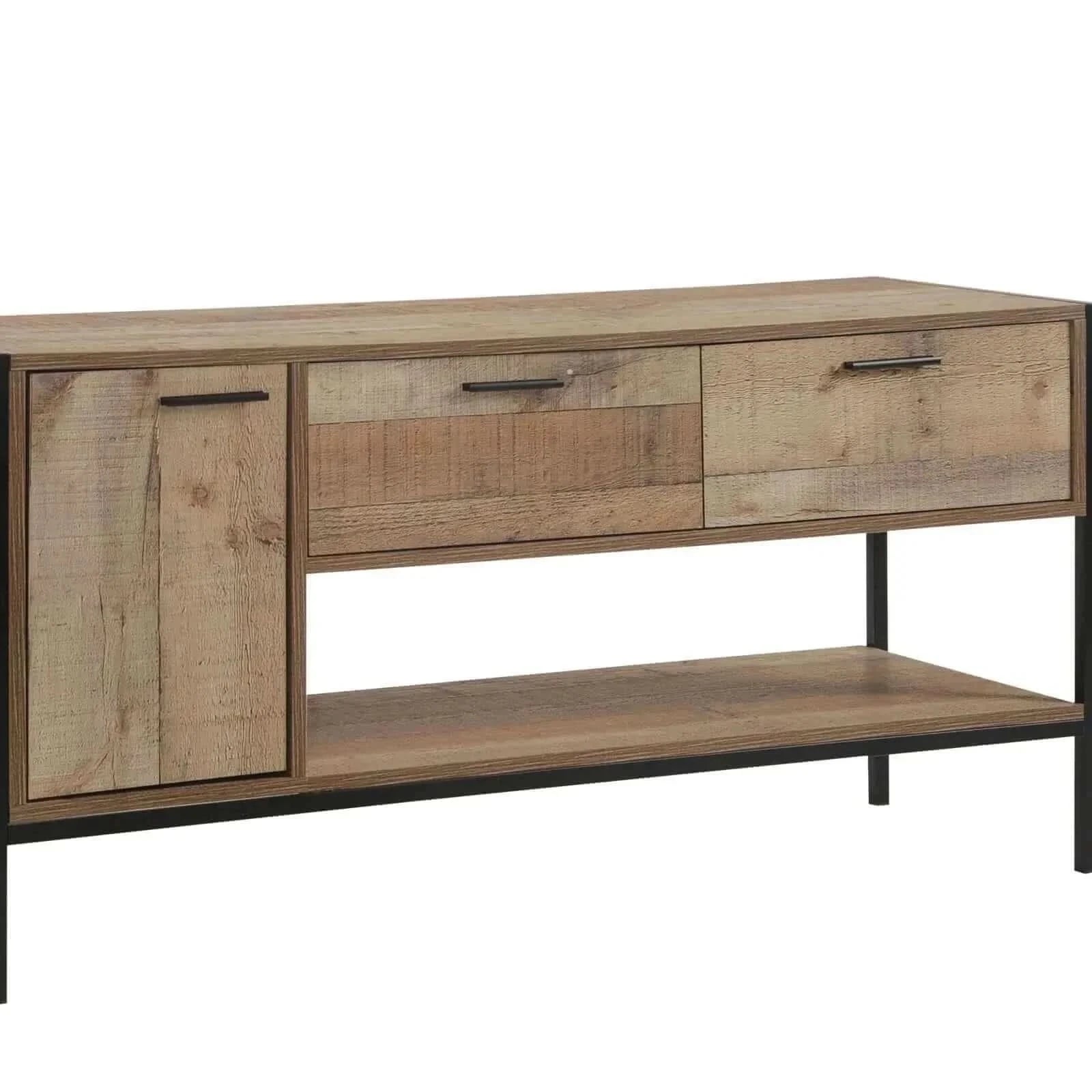 TV Cabinet with 2 Storage Drawers Cabinet Natural Wood Like Particle b