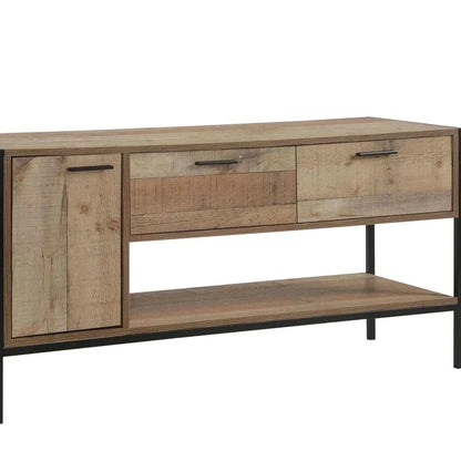 TV Cabinet with 2 Storage Drawers Cabinet Natural Wood Like Particle b