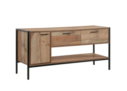 TV Cabinet with 2 Storage Drawers Cabinet Natural Wood Like Particle b