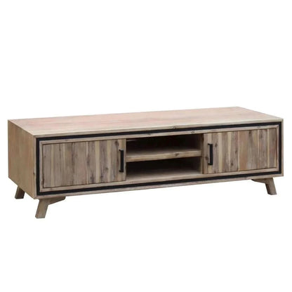 TV Cabinet with 2 Storage Drawers Cabinet Solid Acacia Wooden Entertai