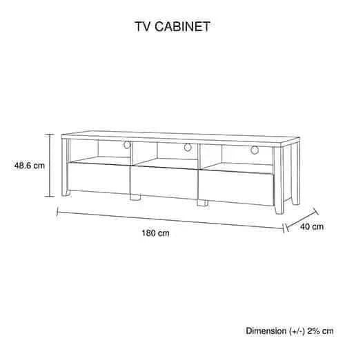 Oak Colour 3 Storage Drawers Entertainment Centre