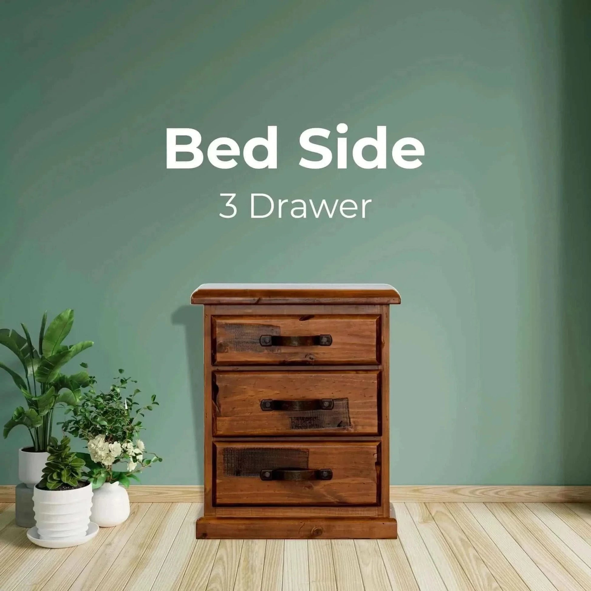 Umber 3 Drawers Storage Cabinet End Table - Dark Brown