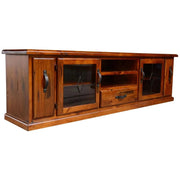 Umber Entertainment TV Unit 220cm 2 Door 1 Drawer Pine Wood - Dark Bro