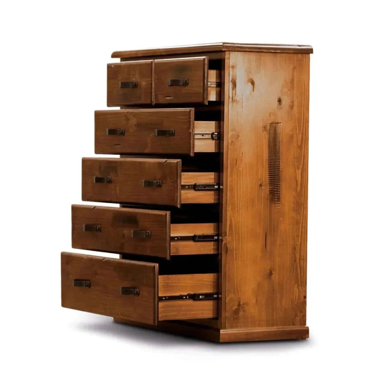Umber Solid Pine Tallboy 6 Chest of Drawers - Dark Brown
