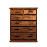 Umber Solid Pine Tallboy 6 Chest of Drawers - Dark Brown