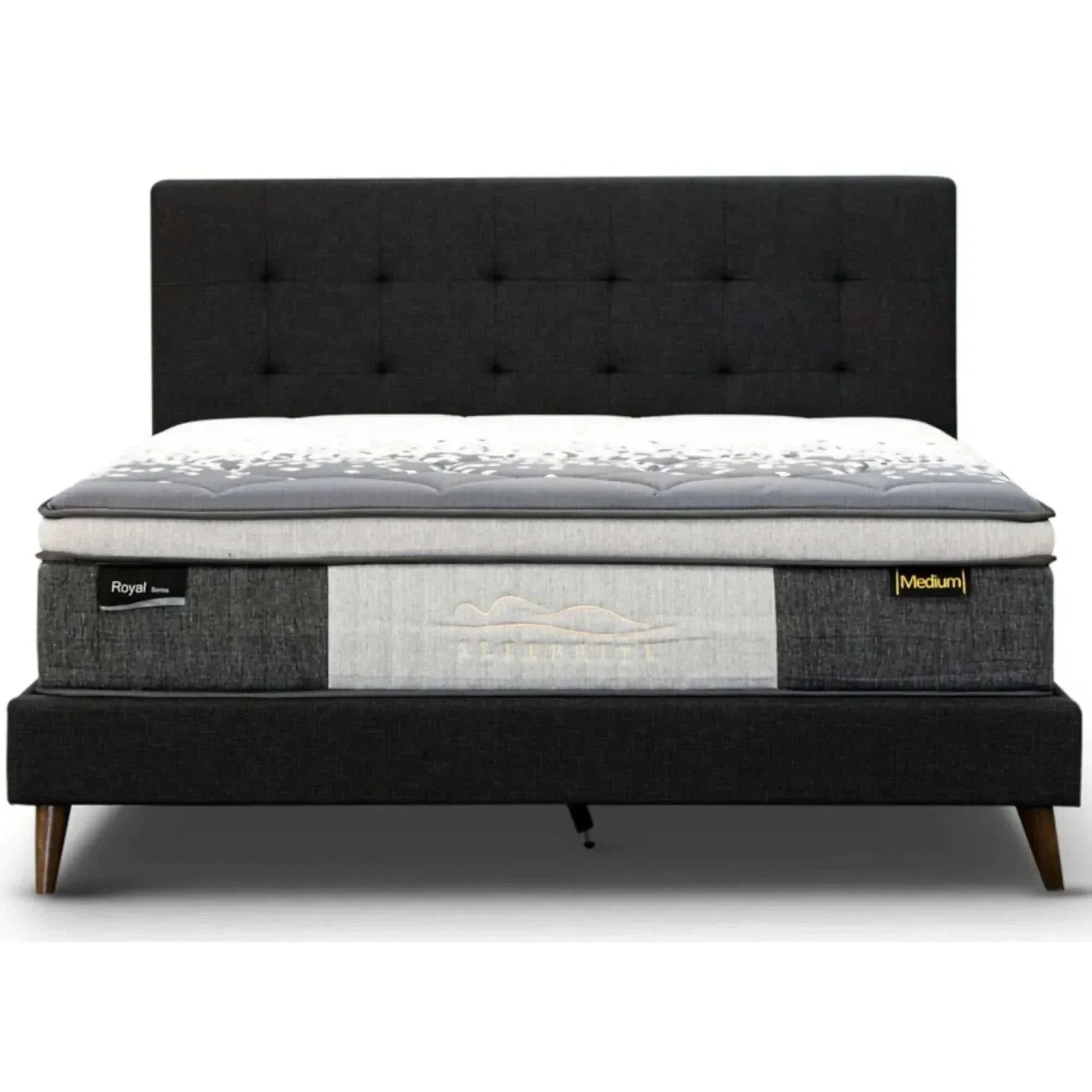 Volga King Single Fabric Upholstered Bed - Charcoal