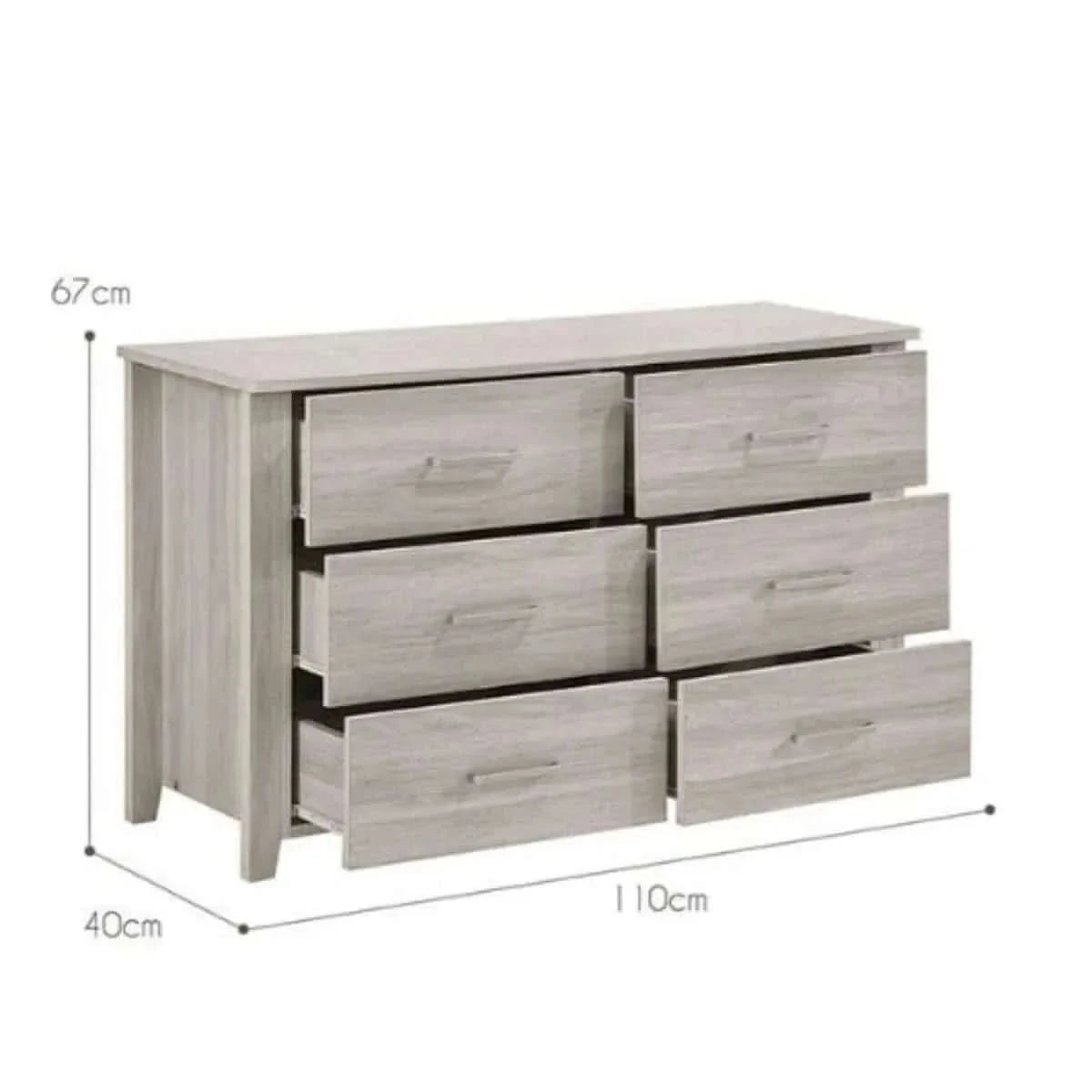 White 6 Chest of Drawers Bedroom Cabinet Storage Tallboy Dresser