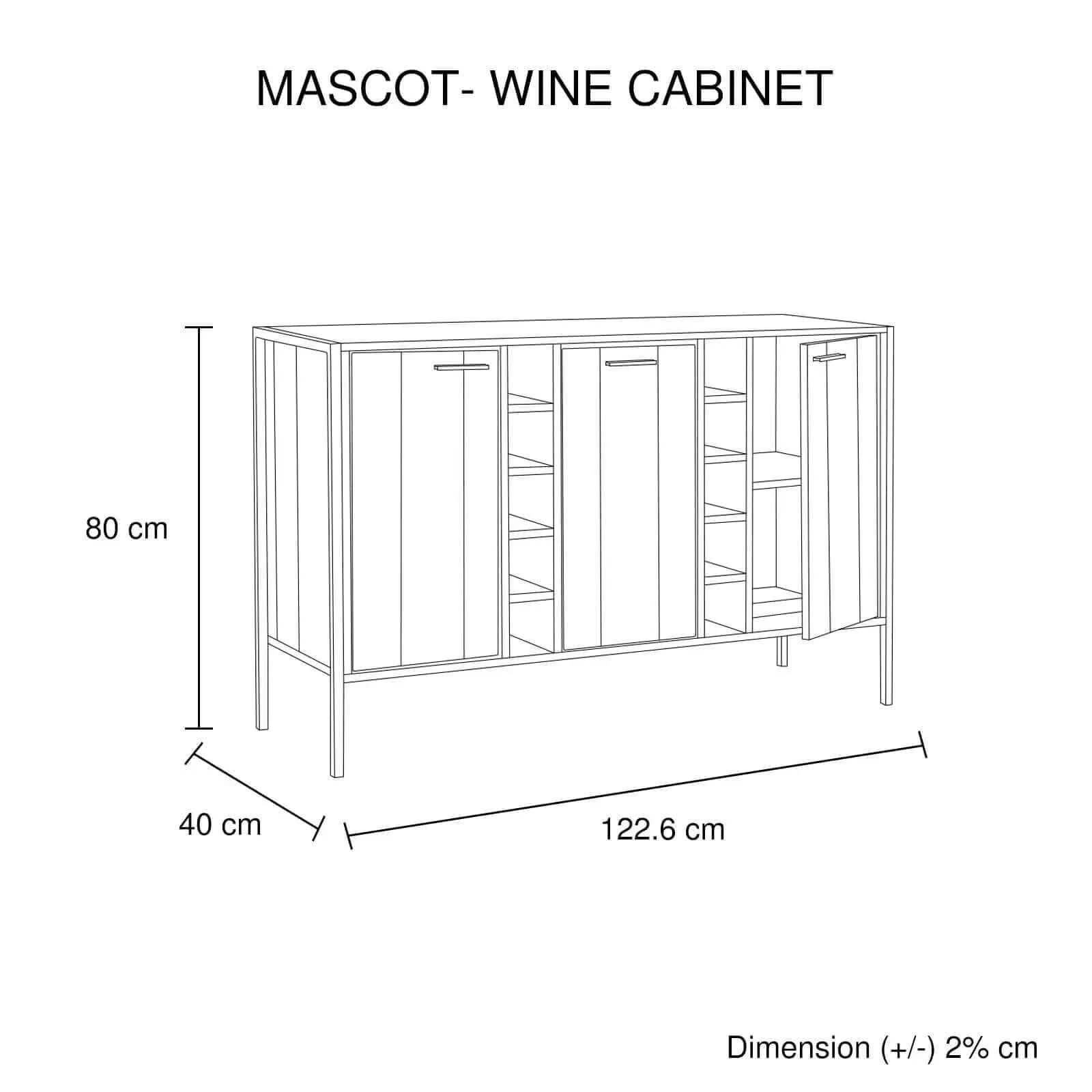 Wine Cabinet with 2 Storage and open Selves Bar Sideboard in Oak Colou