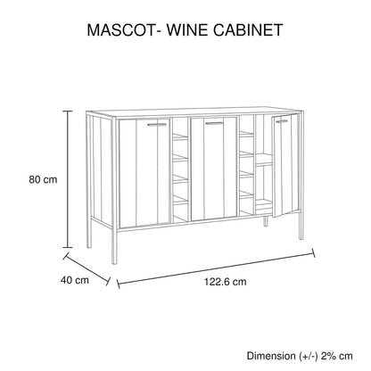 Wine Cabinet with 2 Storage and open Selves Bar Sideboard in Oak Colou