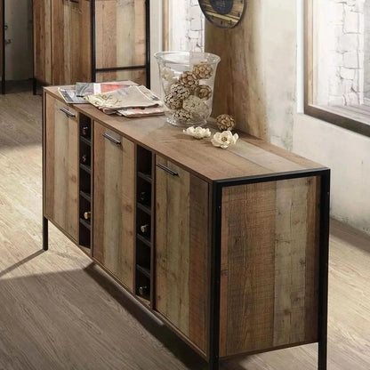 Wine Cabinet with 2 Storage and open Selves Bar Sideboard in Oak Colou