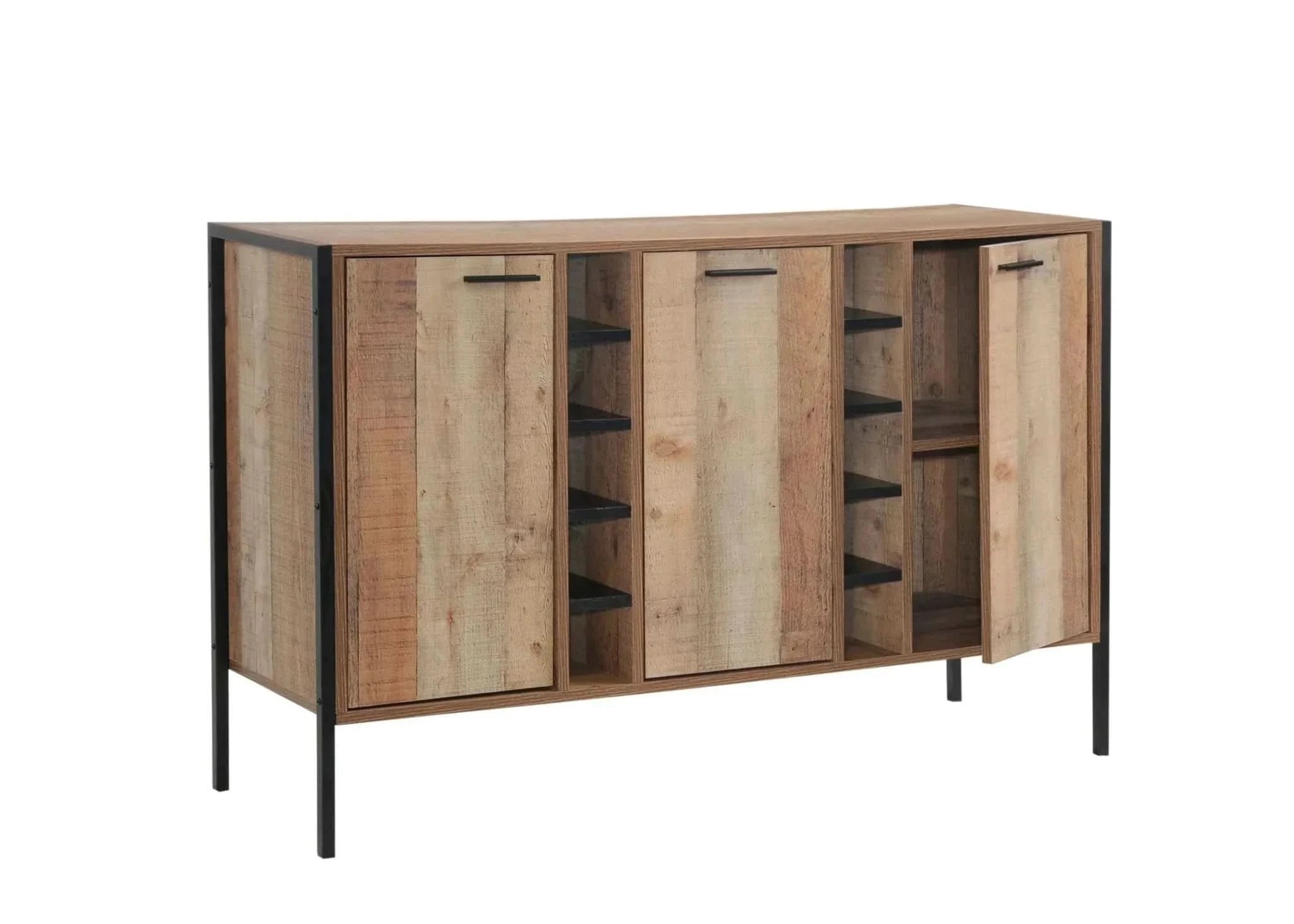 Wine Cabinet with 2 Storage and open Selves Bar Sideboard in Oak Colou