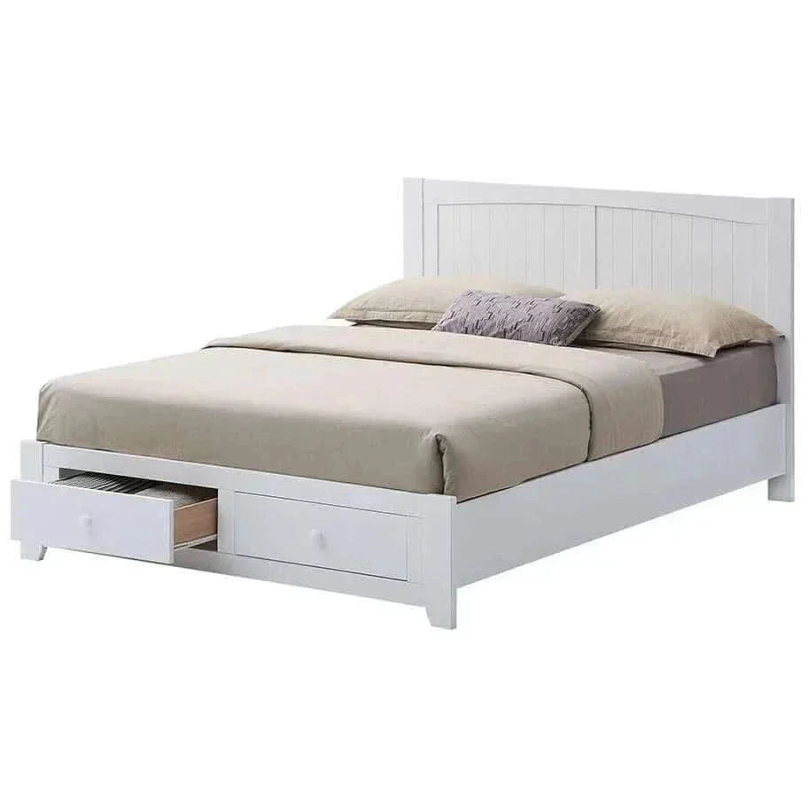 Wisteria 4pc Double Bed Suite Bedside Tallboy Bedroom Set -White