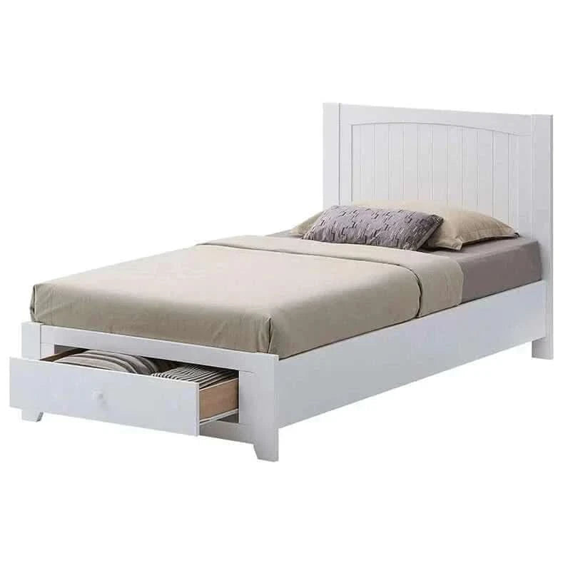 Wisteria Bed Frame King Single Size Mattress Base Storage Drawer - Whi
