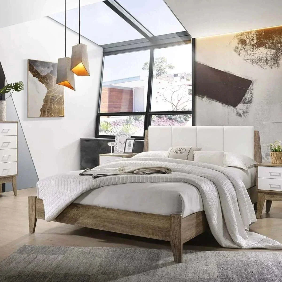 leather headboard bed-Upinteriors