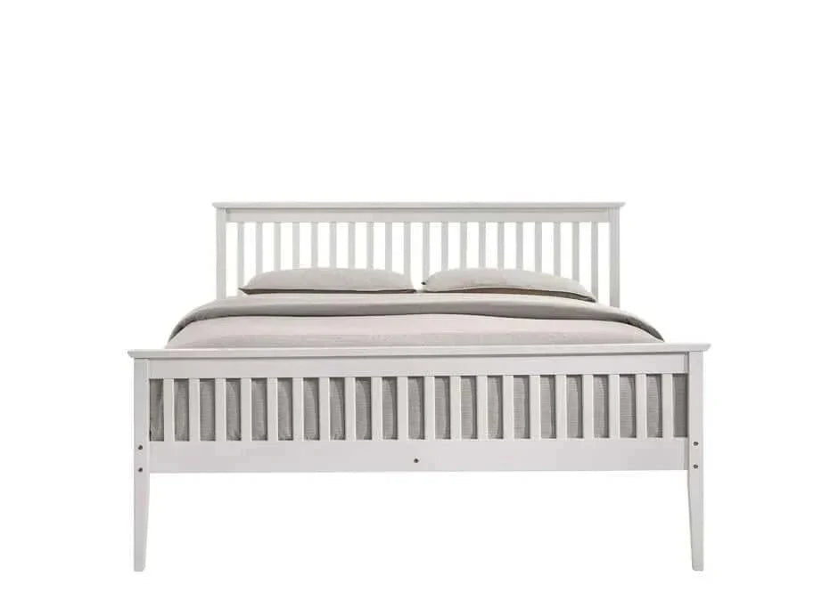 queen bed white wood