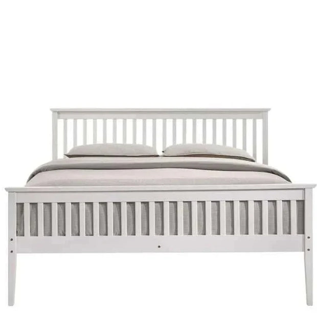 queen bed white wood