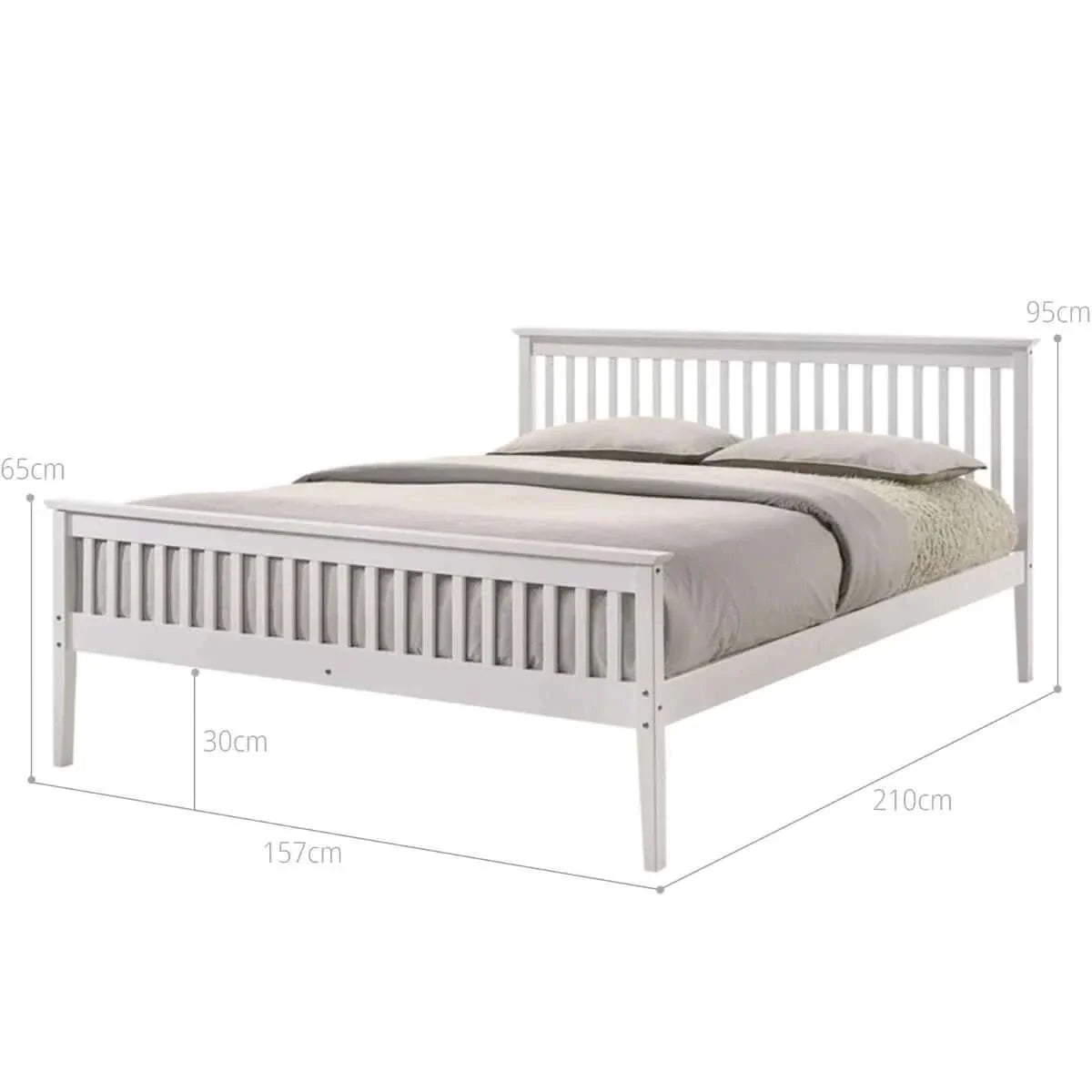 queen bed white wood